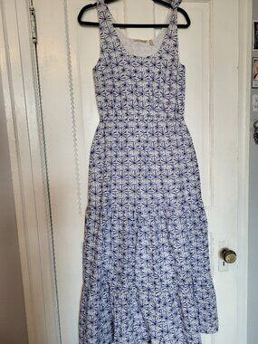 Blue and White Eyelet Maxi dress Size S